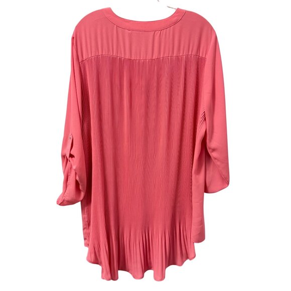 Cato pink Button-Front High-Low Tunic Top Sz 18/20W Lightweight Polyester - Picture 10 of 12